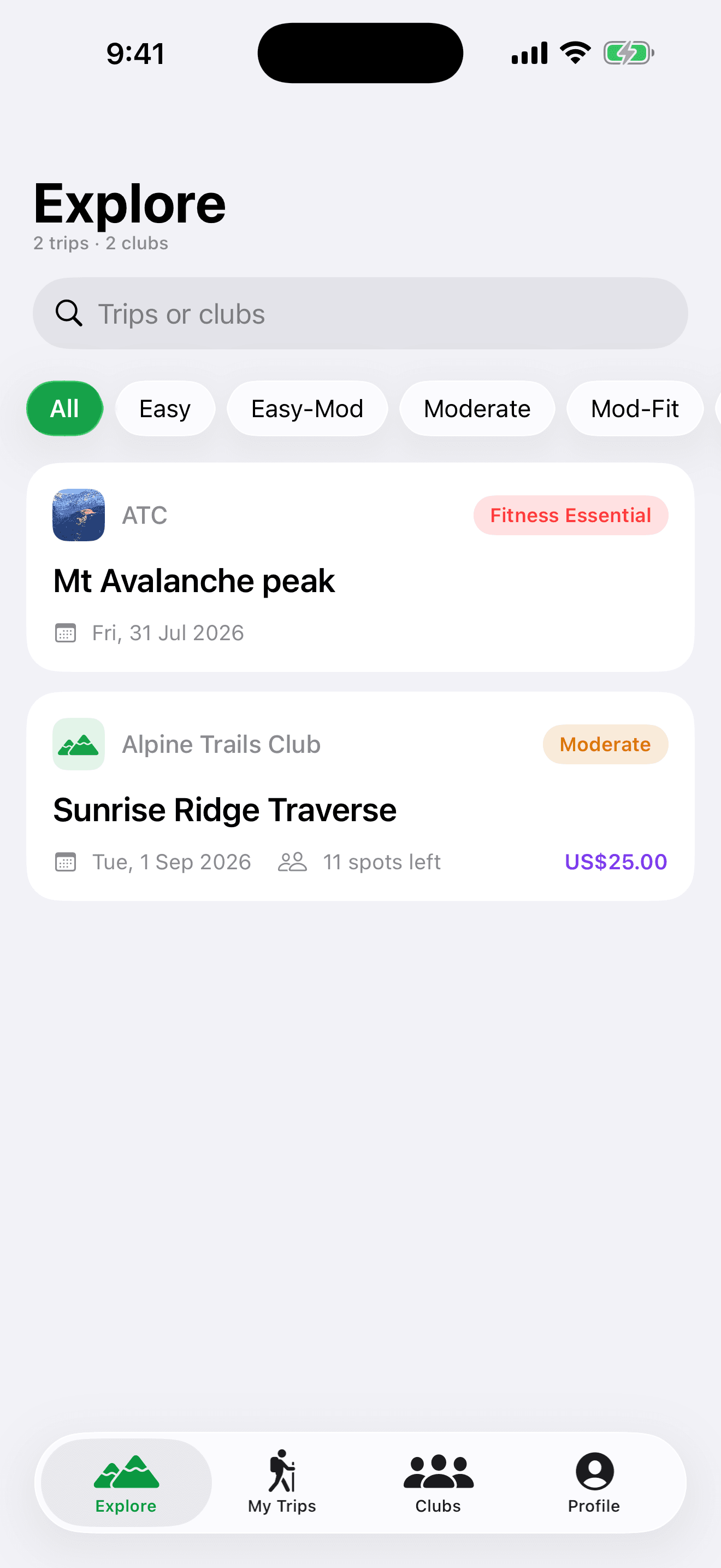 Exploring open trips in the iPhone app