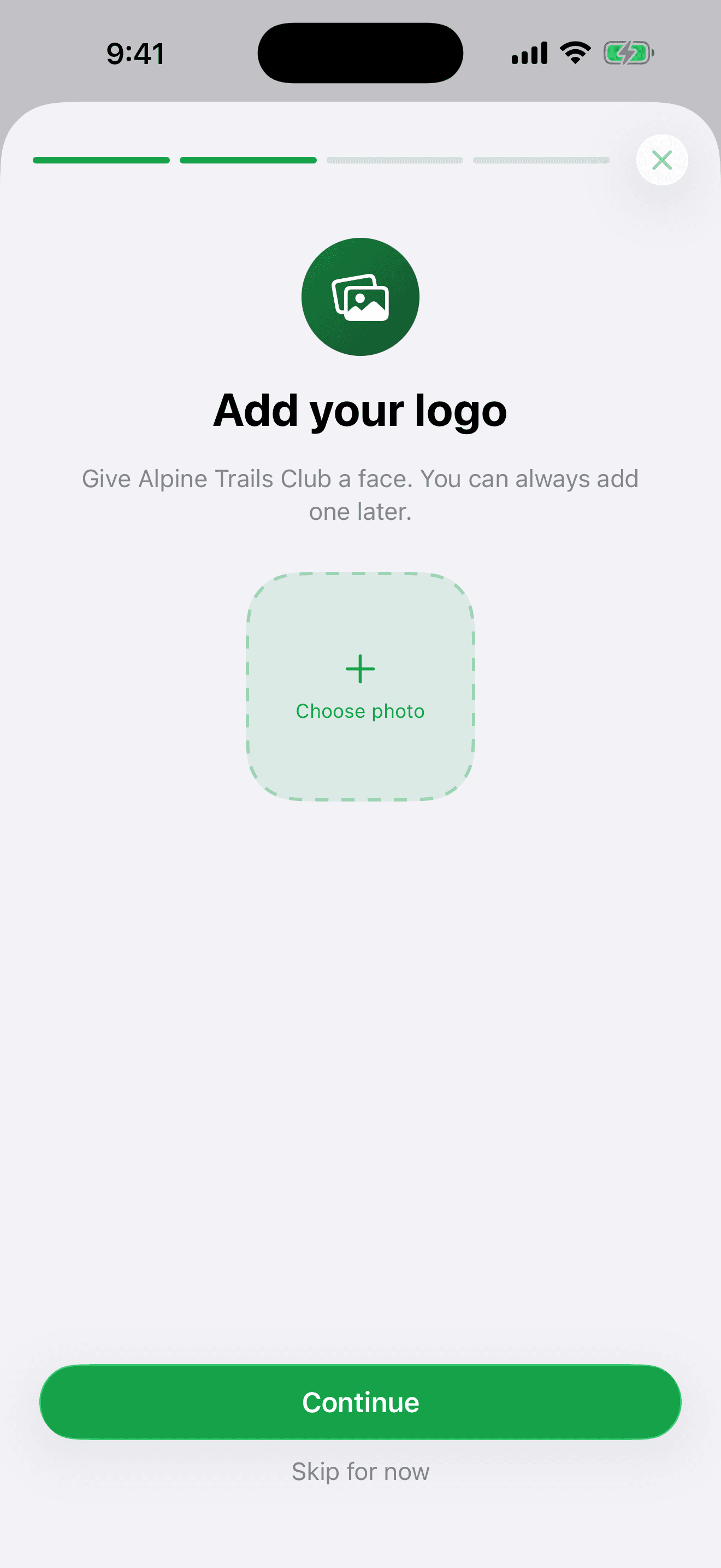 Step 2 — add a logo from your photos